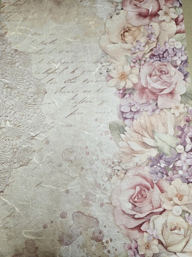 [DFSA4832] Rijstpapier Roses Text-A4-28gr 